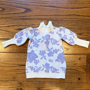 Janie and Jack White / Purple Sweater Dress with Puff Bishop Sleeves 6-12 months